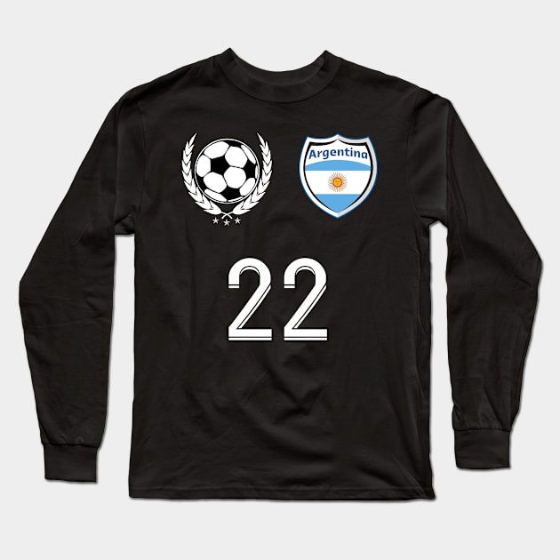 Argentina Soccer Fans Jersey Argentinian Flag Football Lovers Long Sleeve T-Shirt by TeeBlade